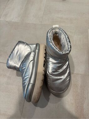 UGG Silver Metallic Puffer Ankle Boots